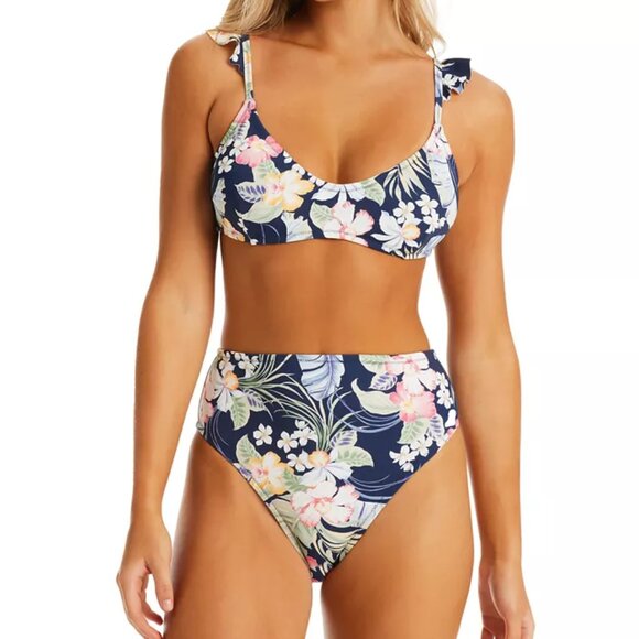 Jessica Simpson Stranded In Paradise High Waist Bikini Bottoms L | New with Tags - Picture 1 of 3